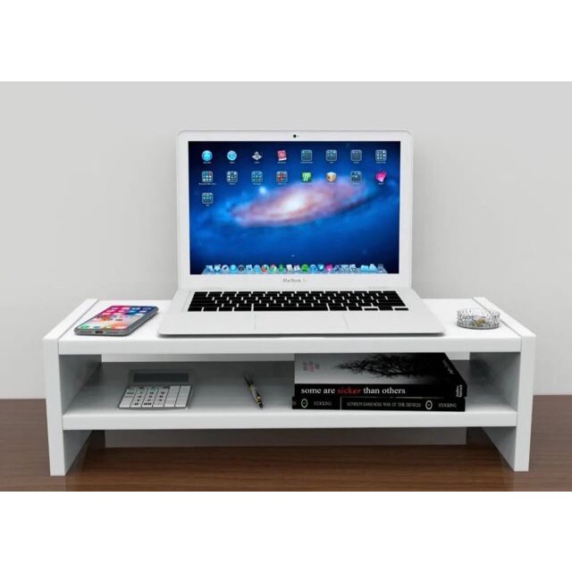 Suporte Base Monitor Duplo Ergonômico Postado Rápido 100 Mdf Branco