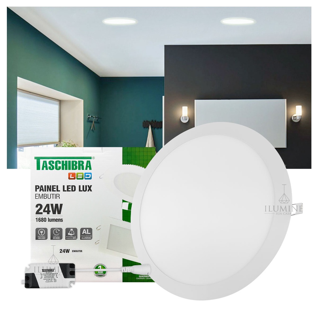 Painel Led Taschibra Lux W Redondo Sobrepor Shopee Brasil