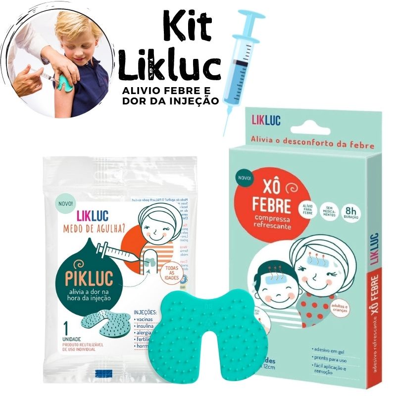 Kit Vacina LikLuc 1 PiKluc Xô Febre Adesivo Alivia Dor Local