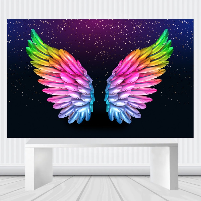 Painel Banner De Festa Asas Anjo Colorida 1 00m X 0 65cm Shopee Brasil