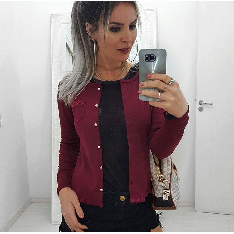 Blusa De Frio Casaquinho Cardigan Canelado Botoes Aberto Lindo