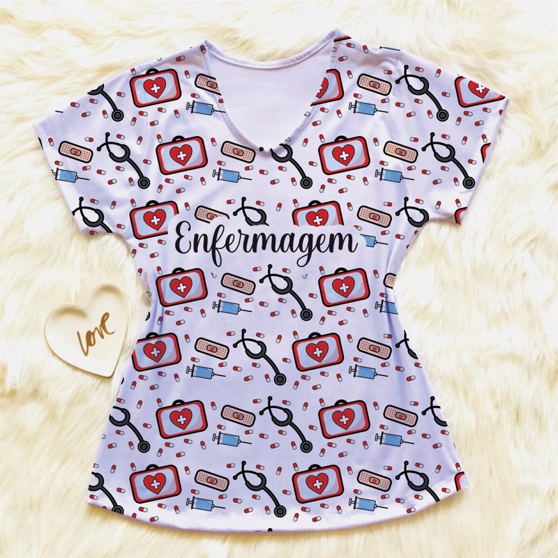 Blusa profissão Enfermagem Feminina Shopee Brasil