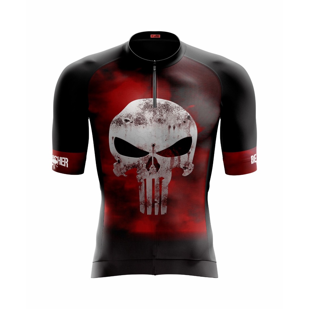 Camisa Ciclismo Justiceiro Punisher Vermelha Smart Elite Masculina