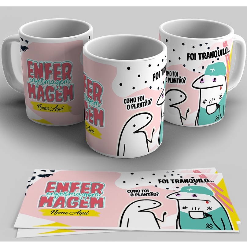 Caneca FLORK PROFISSÃO ENFERMAGEM seu NOME Frases divertidas