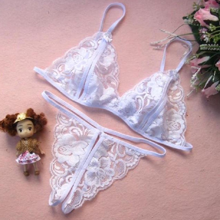 Conjunto De Lingerie Feminina Calcinha Sexy De Renda Transparente