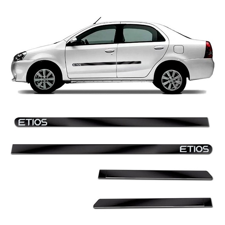 Kit Friso Lateral Personalizado Modelo Largo Cor Preto Etios