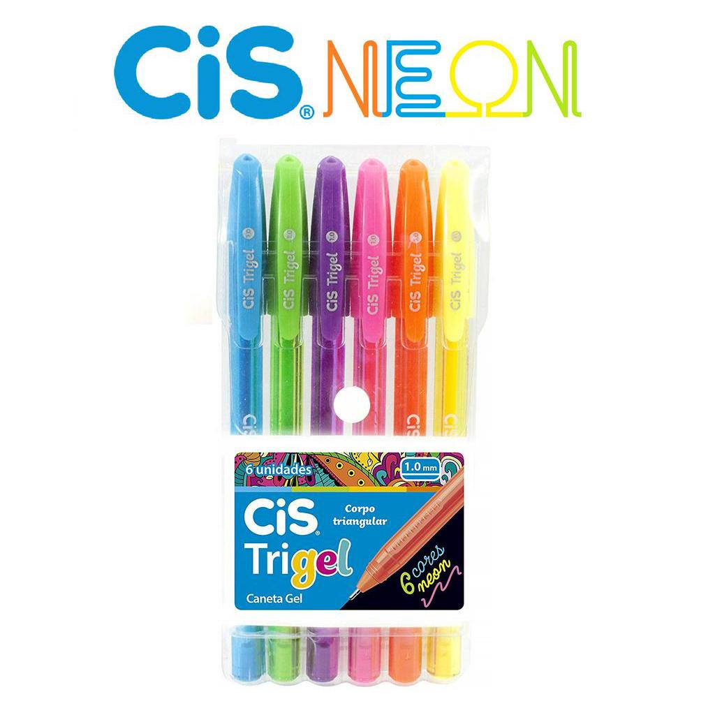 Caneta Cis Trigel Cores Neon Pastel Kit C 12 1 0mm Shopee Brasil