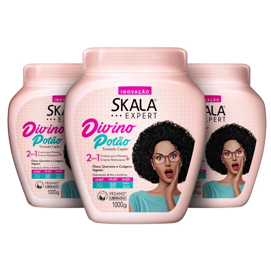 Kit C 3 Cremes Skala Para Cabelo Cacheado Divino Potão 1 Kg Shopee Brasil