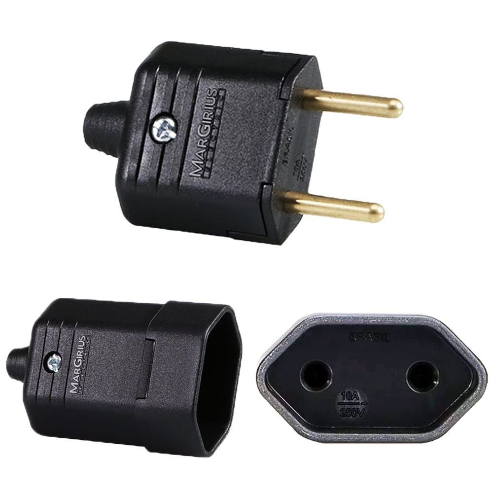 Plug Plug Macho Pinos Tomada Femea A Preto Margirius Shopee Brasil