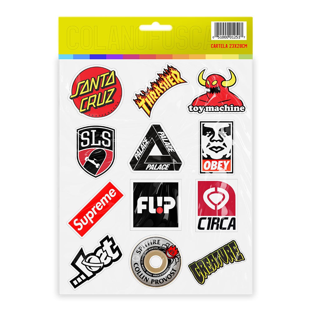 Super Cartela De Adesivos Skate Marcas Skateboard Sk Shopee Brasil