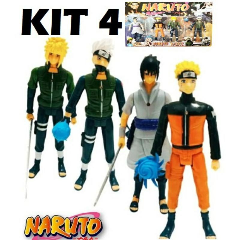 Kit 4 Bonecos Naruto 15cm Articulados Boneco Naruto Uzumaki Sasuke