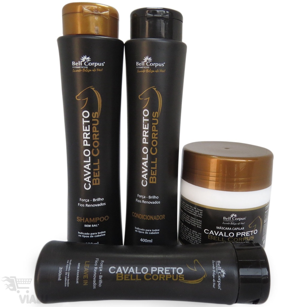 Itens Kit Cavalo Preto Bell Corpus Shampoo Condicionador Mascara