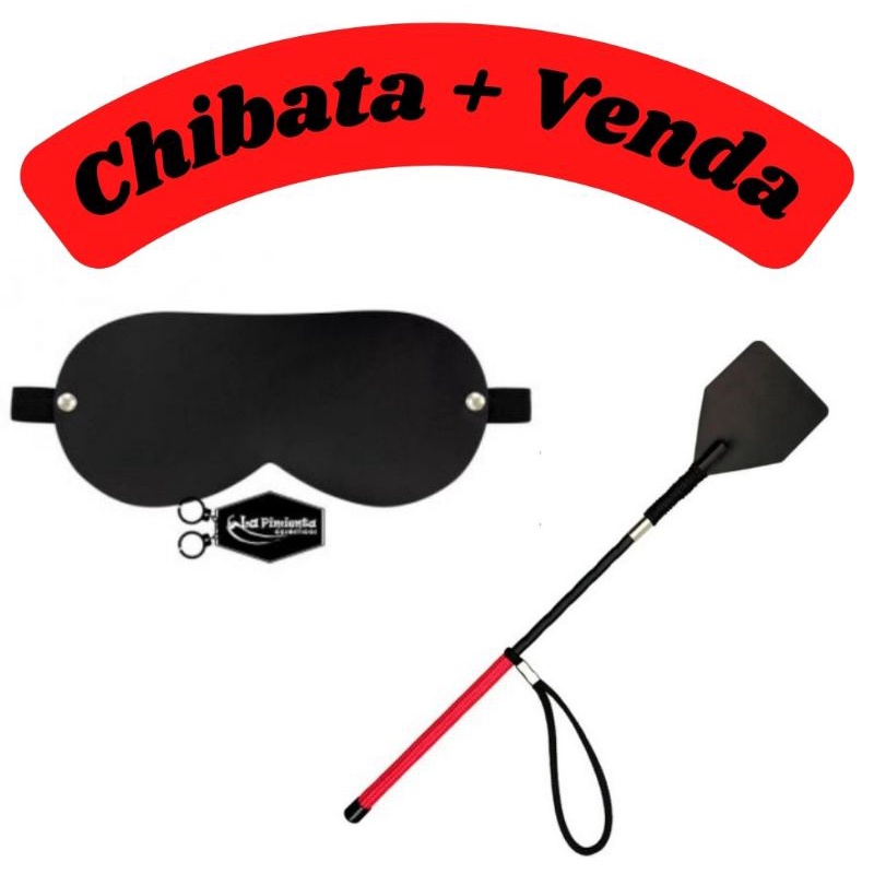 Kit Chibata Chicote Retangular 40cm Base Vermelha Venda De Olhos Sex