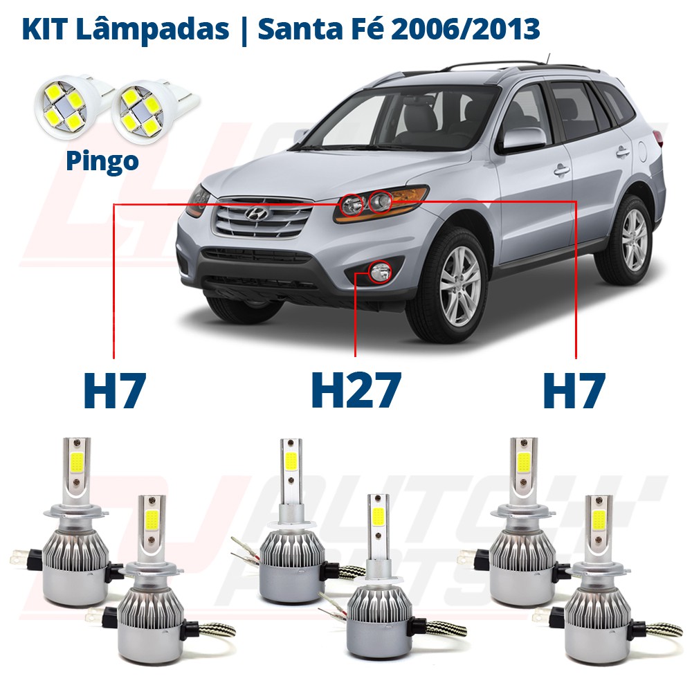 Kit Lâmpadas Santa Fé 2006 2007 2008 2009 2010 2011 2012 2013 Super Led