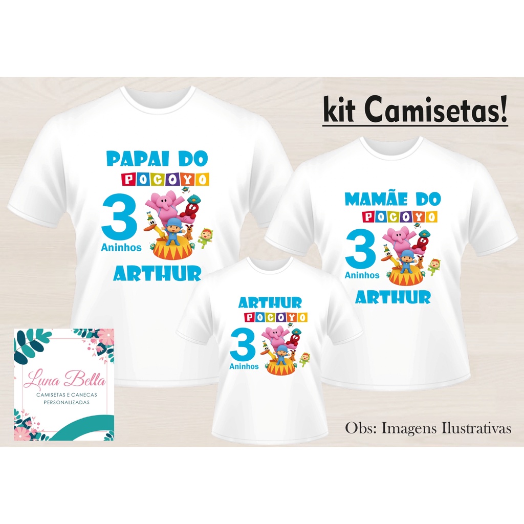 Kit Camisetas Personalizadas Anivers Rio Pocoyo Camisetas Adulto