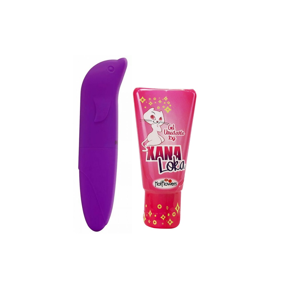 Kit Gel Xana Loka Hot Flowers Vibrador Feminino Golfinho Xana Louca
