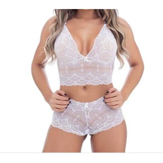 Conjunto Lingerie Renda Sem Bojo Calesson Calcinha Conforto Shopee Brasil