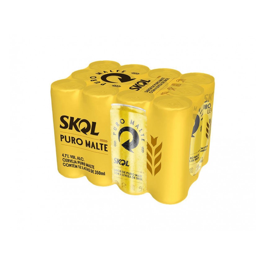 Cerveja Skol Puro Malte Lata 350 ML 12 Unidades Shopee Brasil