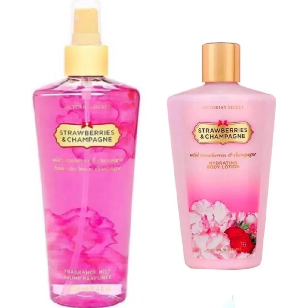 Kit Body Splash Ref Victoria Secret Creme Hidratante Strawberrie E