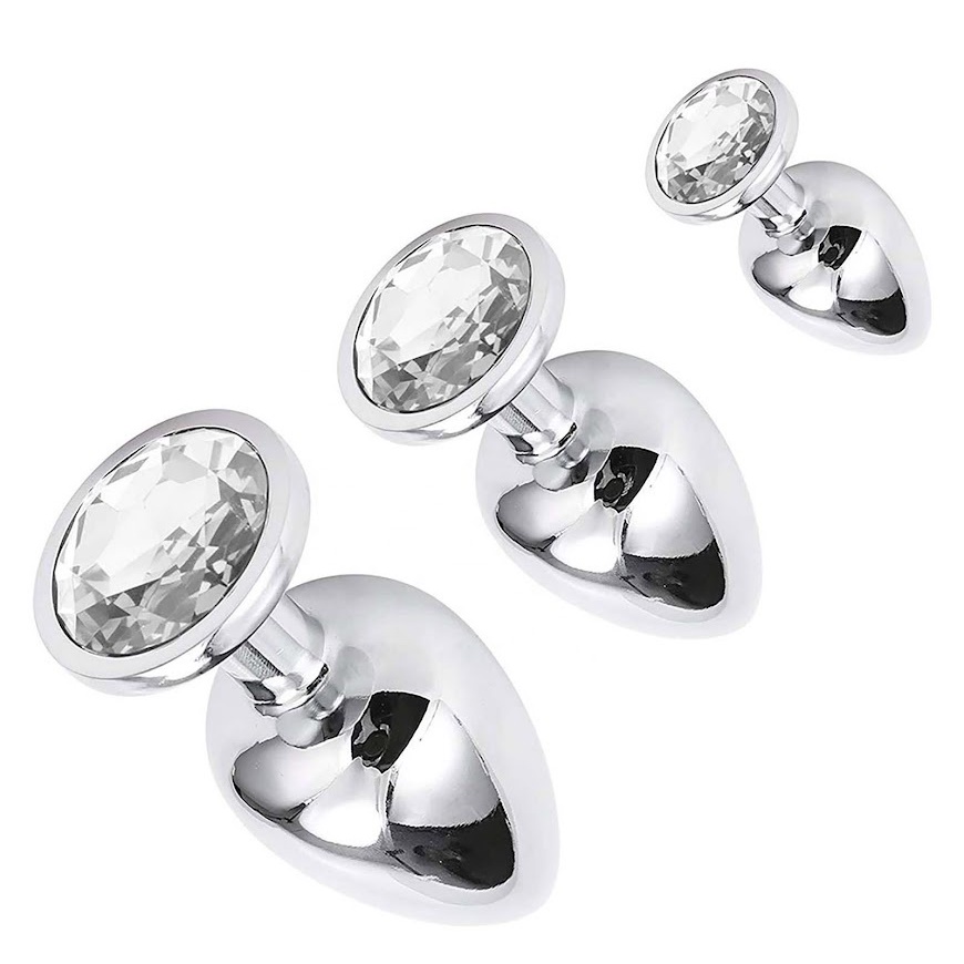 Kit Plug Anal Inox Pedra Tamanhos P M G Excita Orgasmo Sex Shop