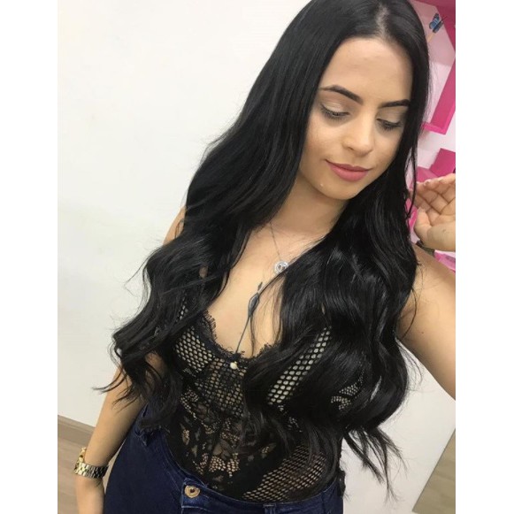 Mega Hair Tic Tac Preto 65 Cm 125 Gramas Bio Vegetal Super Luxo