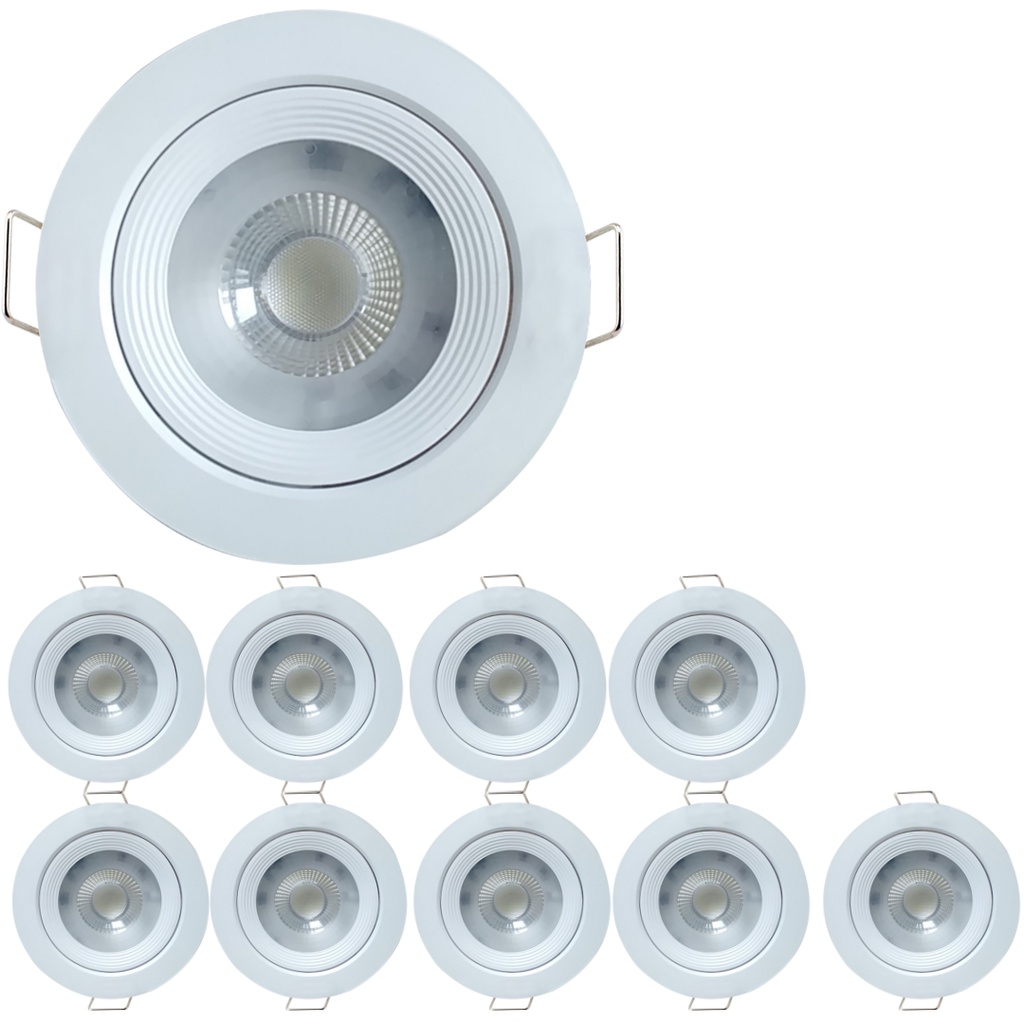 Kit 10 Spot Led Dicroica Embutir Redondo 5W 6000k MR16 Branco Frio