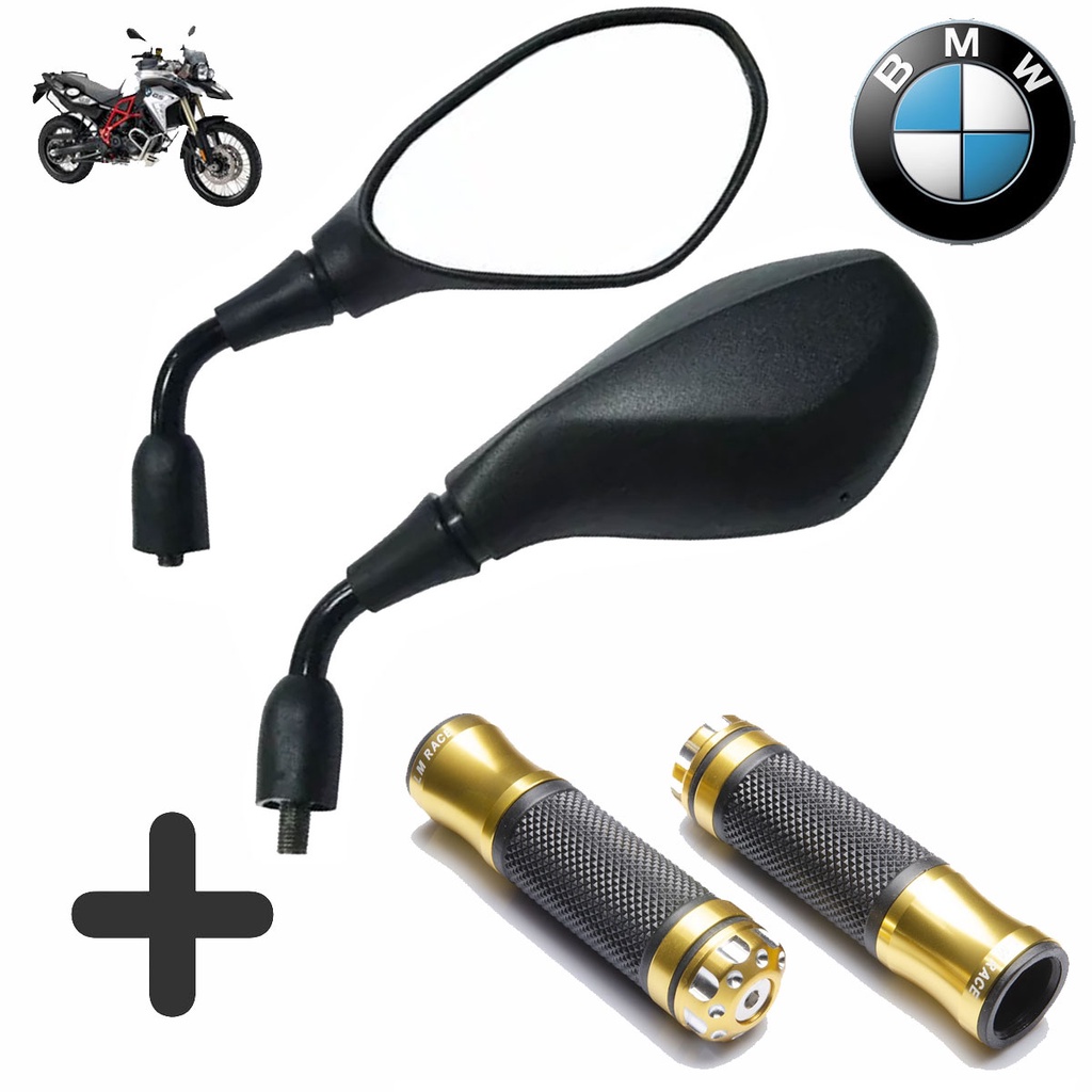 Retrovisor Moto Bmw Gs F Fixo Haste Curta Manopla Esportiva Para