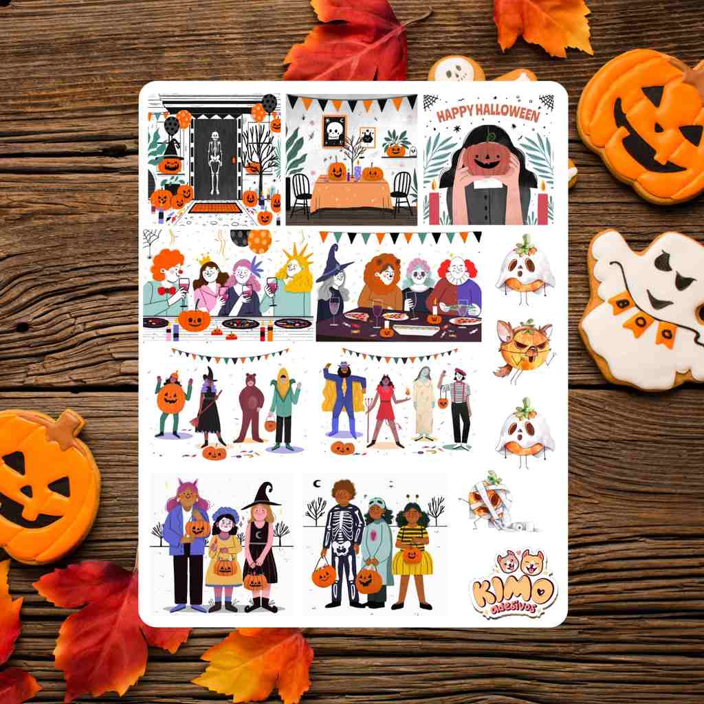 Cartela De Adesivos Festa De Halloween X Cm Kimo Adesivos Shopee