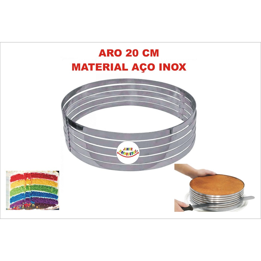 Aro Inox Cortador De Bolo Em Camadas Fatiador Tamanho Cm Shopee Brasil