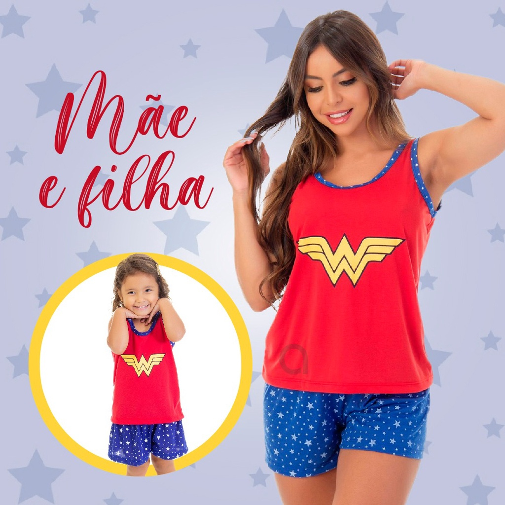 Baby Doll Mãe e Filha Verão REGATA Malha Conjunto Mãe e Filha Kit Short