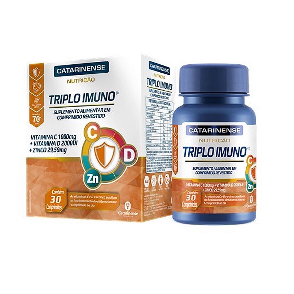 Triplo Imuno Vitamina C D E Zinco 30 Comp Catarinense Shopee Brasil