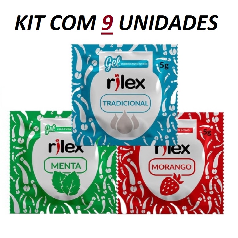 KIT 9 UNIDADES LUBRIFICANTE INTIMO SEXUAL BEIJAVEL MORANGO