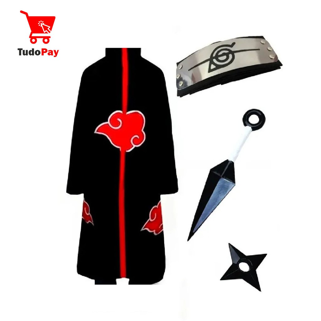 Kit Manto Akatsuki Bandana Renegada Kunai Shuriken Naruto