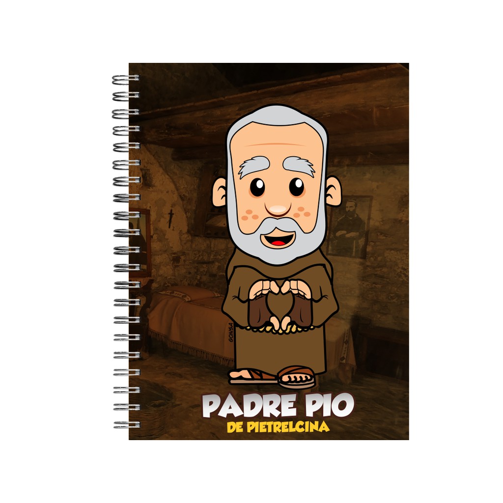 Caderno Universitário Padre Pio Capa dura Shopee Brasil