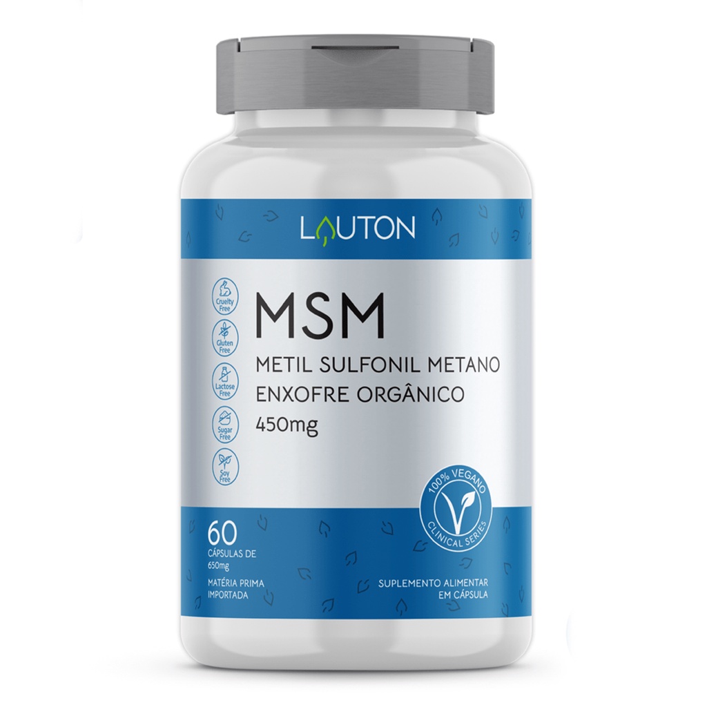 MSM Metil Sulfonil Metano Enxofre Orgânico 450mg Vegana 60