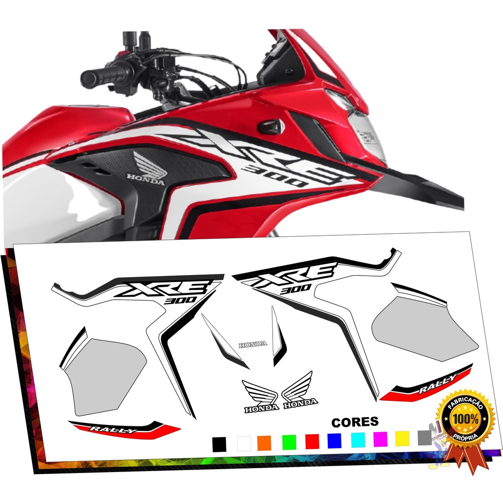 Kit Jogo Faixas Adesivos Emblemas XRE 300 2019 2020 Rally Varias Cores