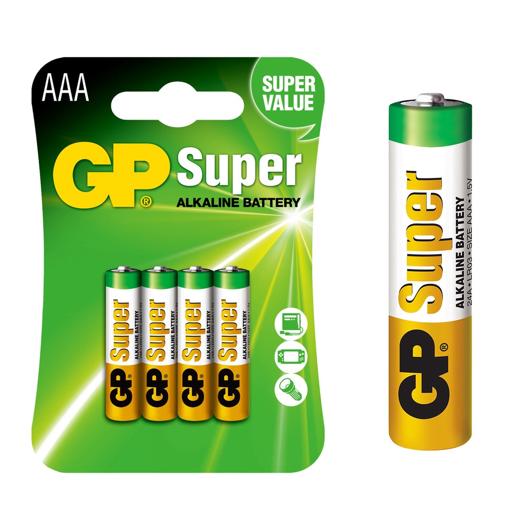 Pilhas Baterias Alcalinas Palito Aaa Gp Super Cartelas Shopee Brasil