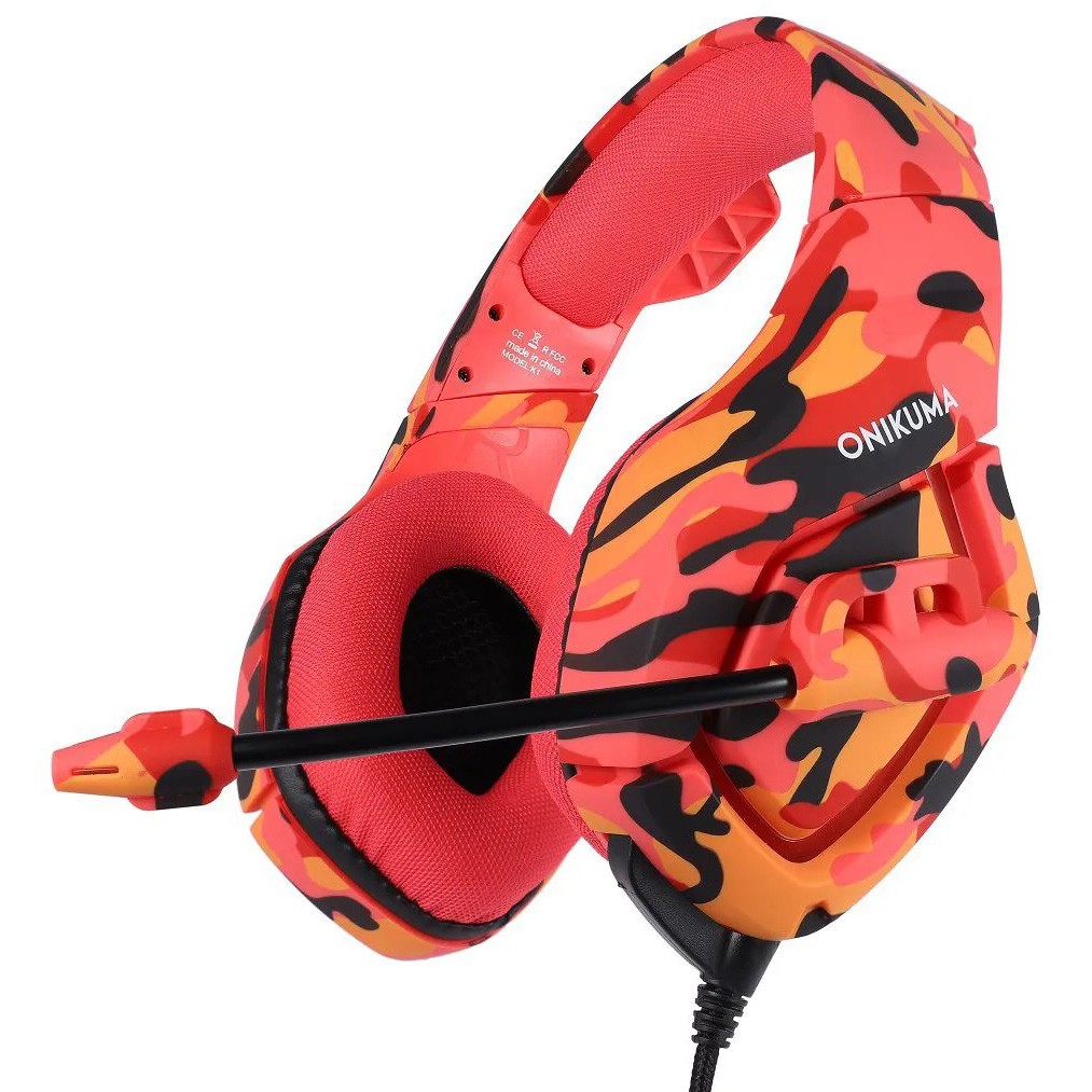 Fone De Ouvido Headset Gamer Onikuma K B Camuflado Vermelho Shopee