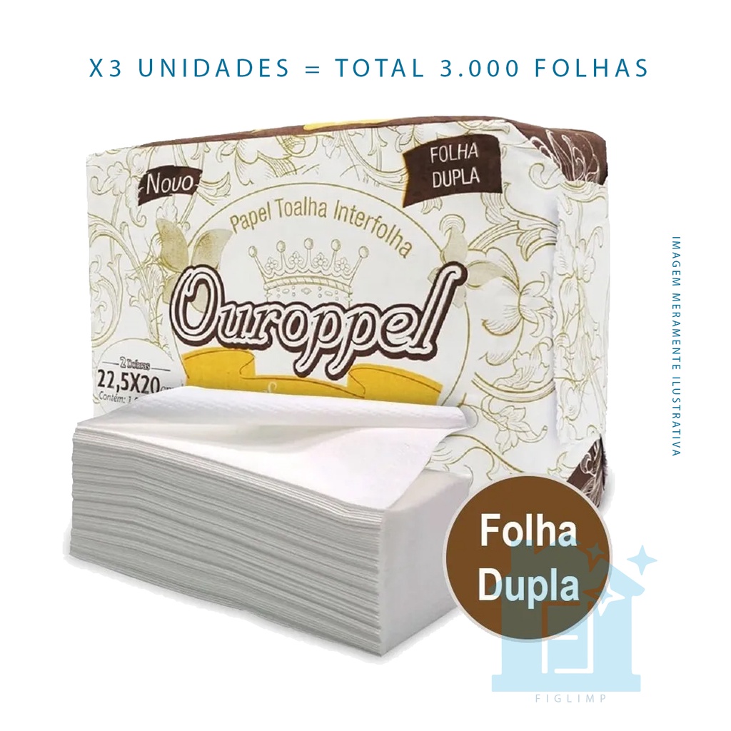 Kit Papel Interfolha Ouroppel Supreme Extra Luxo Folha Dupla C