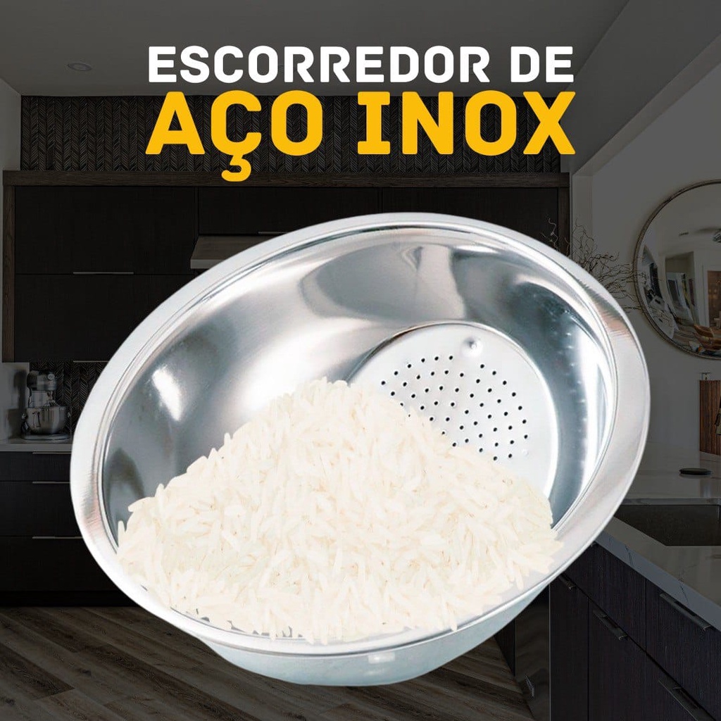 Escorredor De Alimentos Inox Lava Arroz Shopee Brasil