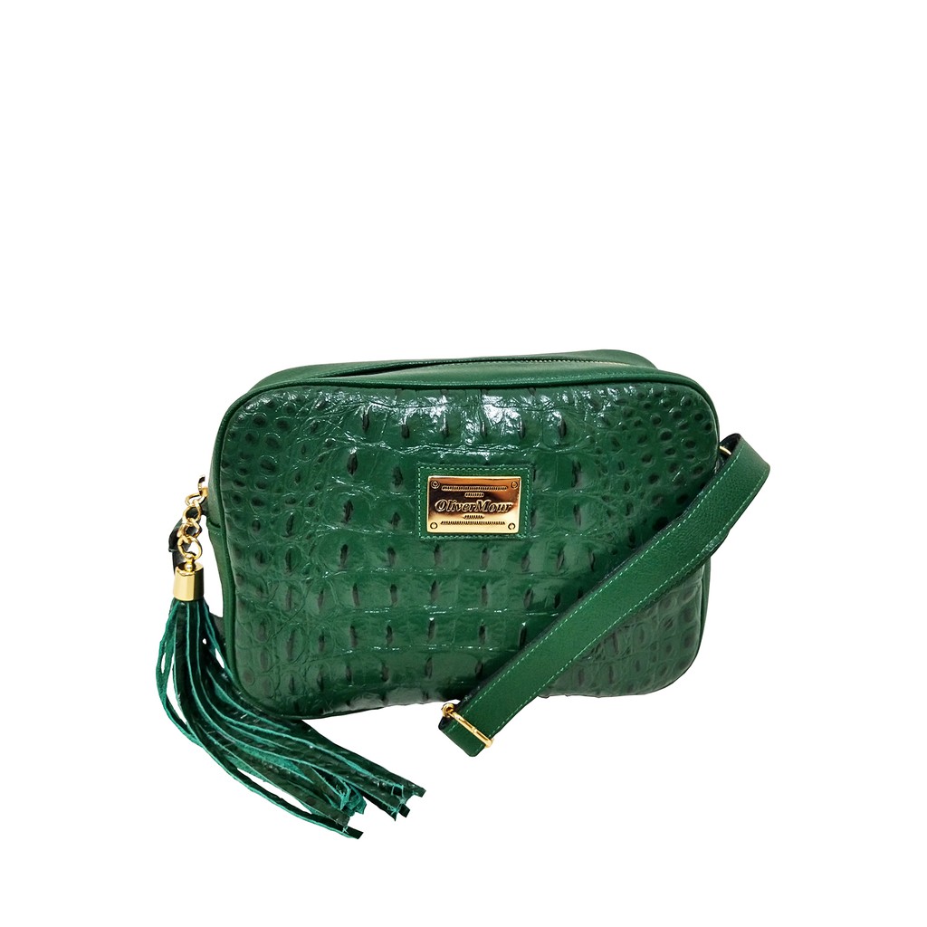 Bolsa Transversal Couro Legitimo Verde Croco Marca Oliver Mour Shopee