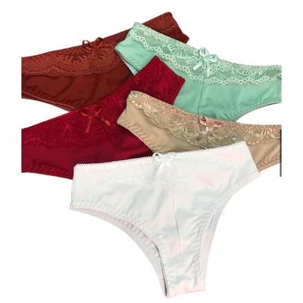 Lingerie Calcinha Romantic Detalhe em Renda Forro de Algodão Tanga