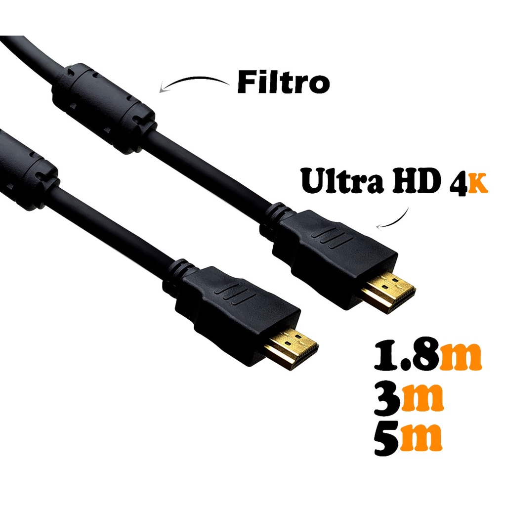 Cabo Hdmi K Ultra Hd E M C Filtro Ps Projetor Lcd Tv