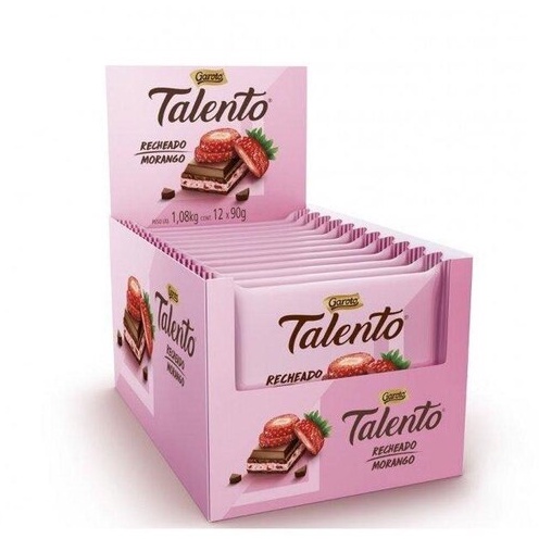 Chocolate Talento Recheio Morango 85G 12 Unidades Garoto Shopee Brasil