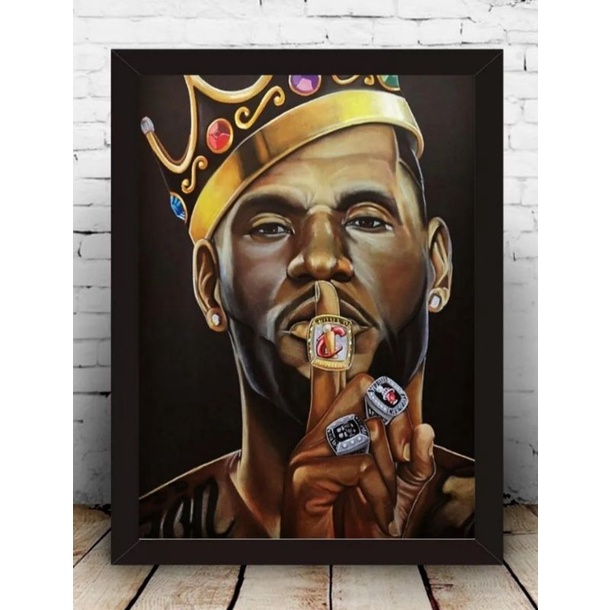 Quadro Decorativo Pintura Lebron James King Shopee Brasil