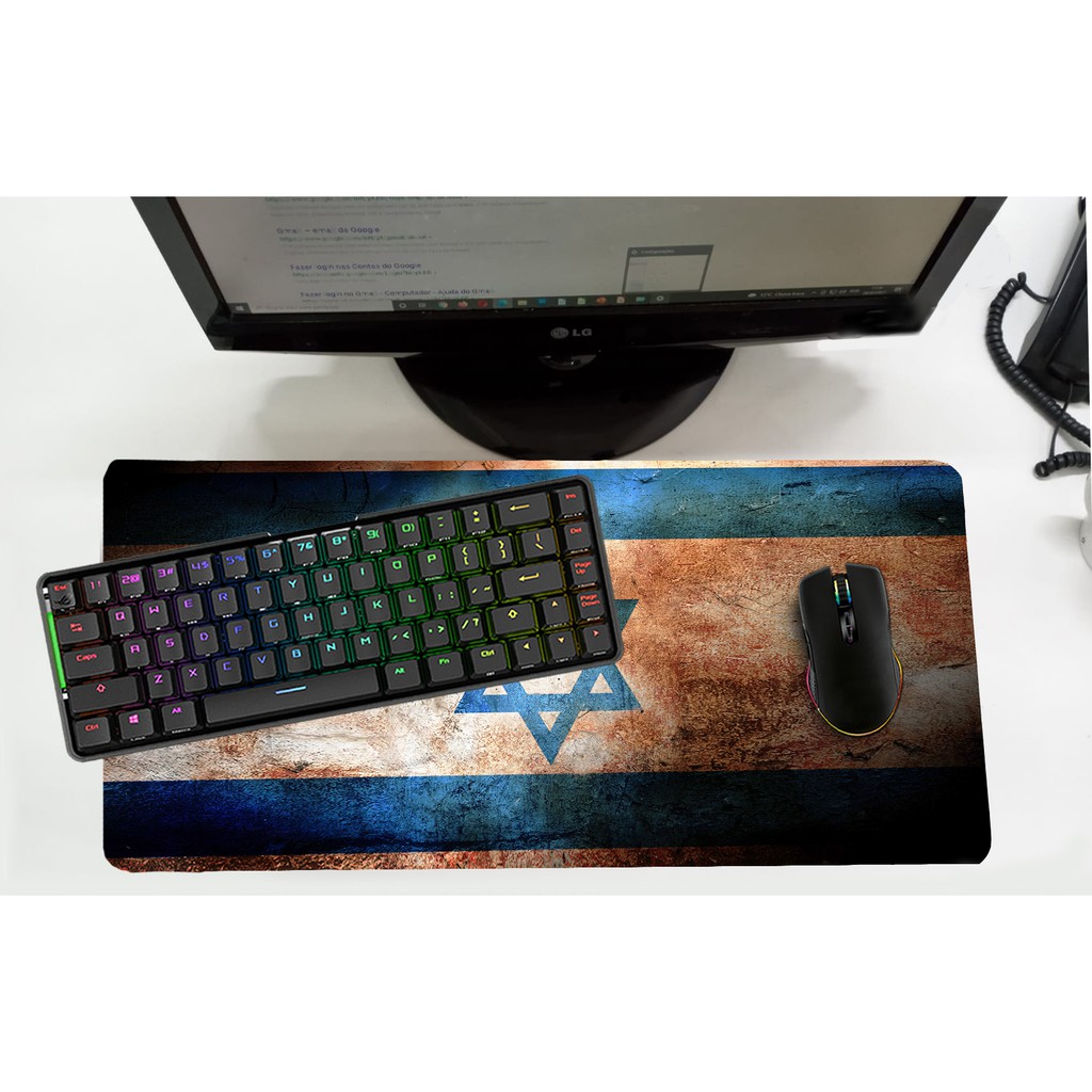 Mouse Pad Desk Pad Grande 30x70cm Linha Bandeira Israel Shopee Brasil