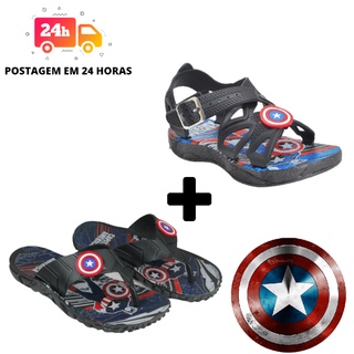 KIT 2 PARES de Sandália Chinelo Papete Infantil Homem Aranha thor ben