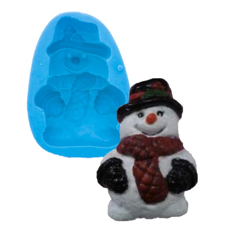 Molde De Silicone Boneco De Neve Sabonete Vela Resina Biscuit Gesso