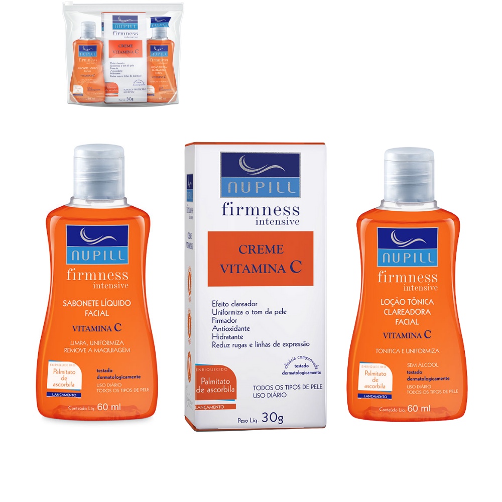 Kit Sabonete Líquido Loção Clareadora Creme Clareador Vitamina C