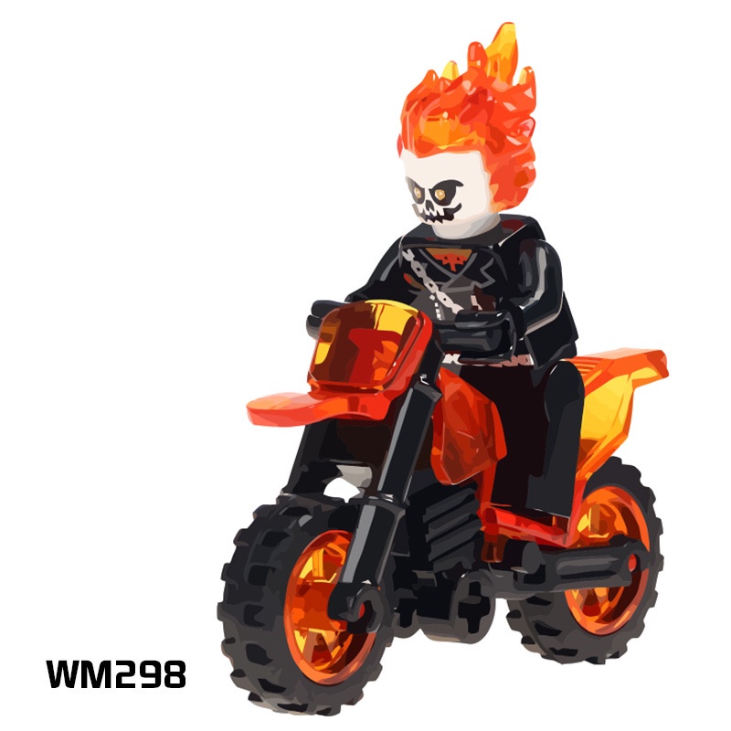 Motoqueiro Fantasma Minifigure Compativel Lego Ghost Rider Moto